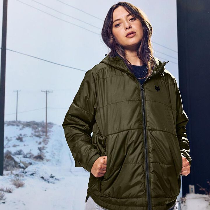 Female model wearing the Ridgeway Jacket for Women