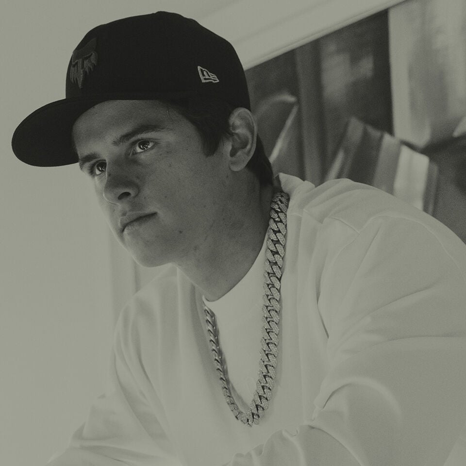 Black and white photo of Haiden Deegan