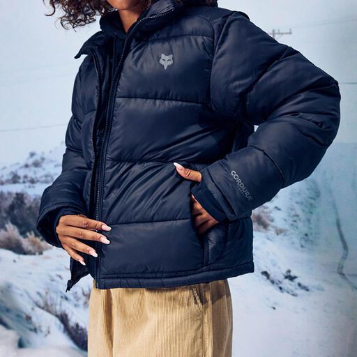 Female model wearing the Ridgeway Jacket for women