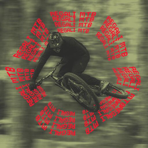 MTB rider with stylized text calling out MTB gift guide
