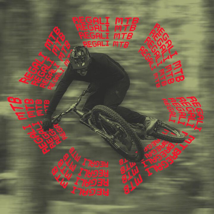 MTB rider with stylized text calling out MTB gift guide