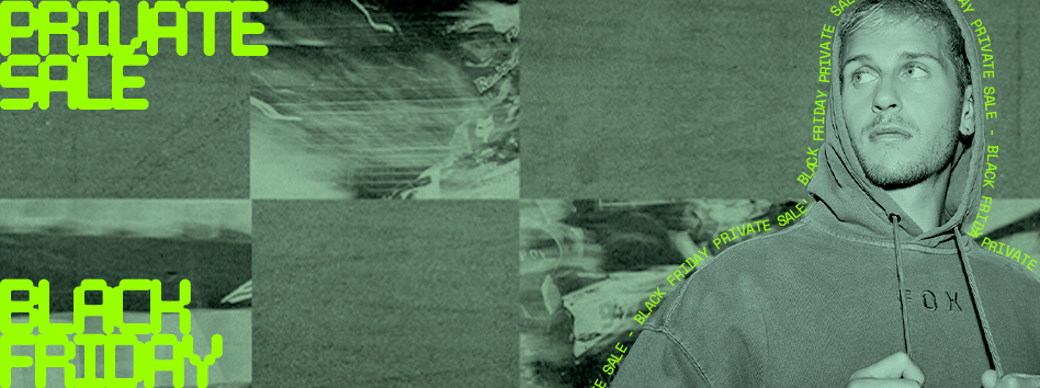 Animated image with a male model and an MTB and Moto rider that announces the launch of the Fox Racing Black Friday Private Sale. There is text on the image saying Private Sale Black Friday.